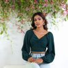 LOLA BALLOON'S SLEEVES TOP ( GREEN )