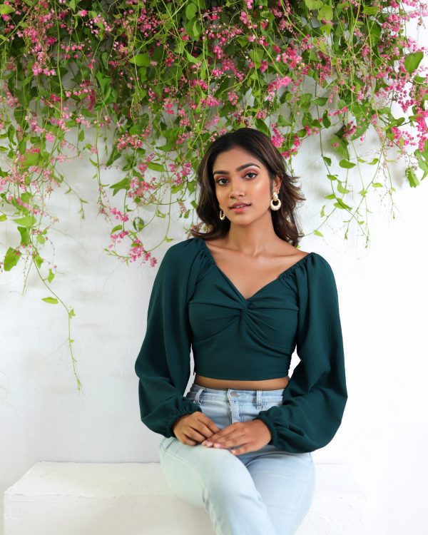 LOLA BALLOON'S SLEEVES TOP ( GREEN )