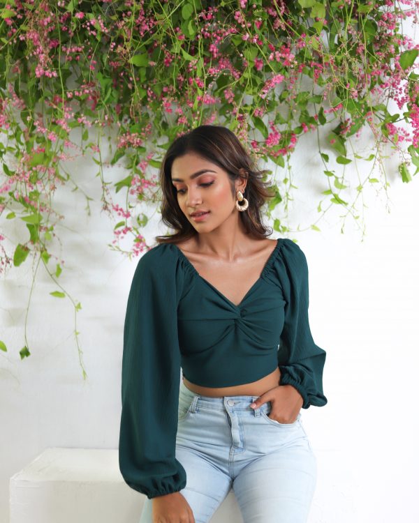 LOLA BALLOON'S SLEEVES TOP ( GREEN ) - Image 2