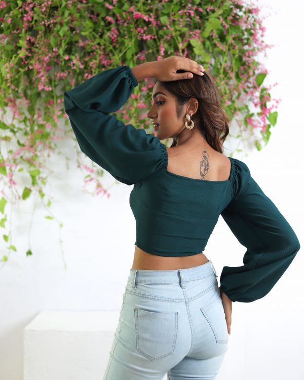 LOLA BALLOON'S SLEEVES TOP ( GREEN ) - Image 4